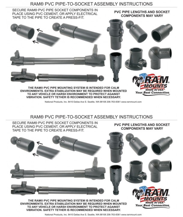 Ram-Mounts Long Extension Pole 16,75" with (2 qty) 1" Diameter Ball Ends