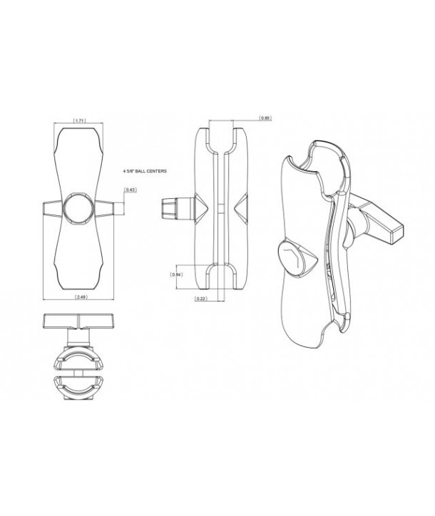 RAM-Mounts Standard Double Socket Verbinder für 1.5" Kugeln RAM-201U